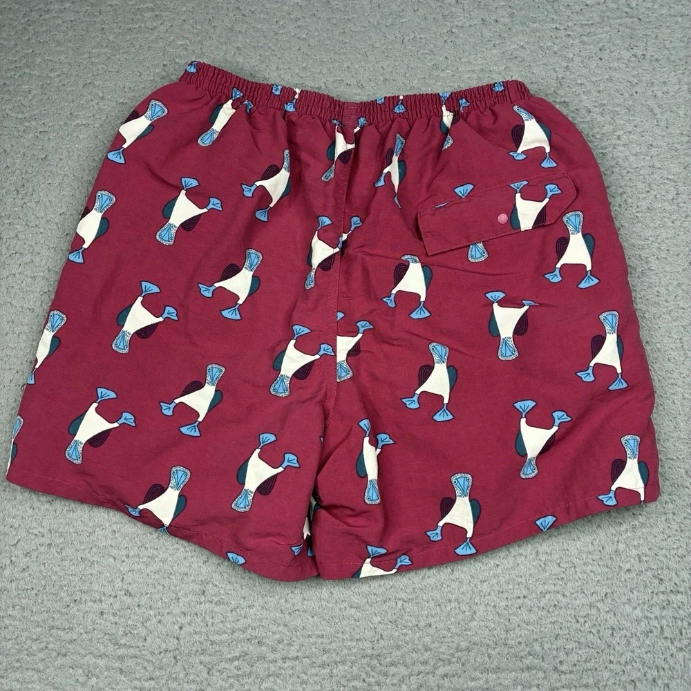 Patagonia Baggies Shorts Men's Small Pink Blue Footed Booby Bird Swim Trunks